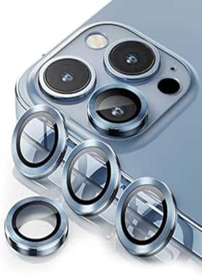 WSKEN [3+1] for iPhone 13 Pro Max (6.7 inch)/ iPhone 13 Pro (6.1 inch) Camera Lens Protector,Anti Scrach HD Tempered Glass Camera Screen Protector Shockproof Cover Film,Sierra Blue